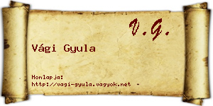 Vági Gyula névjegykártya